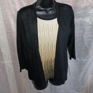 Alfred Dunner Ombre Gold Metallic & Black Sweater NWT, PM